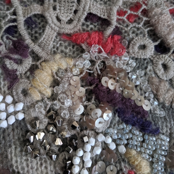 Free People Beaded Grey Sweater Knit Tank XS - Picture 3 of 7